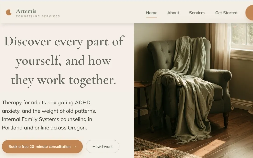 Artemis Counseling concept website